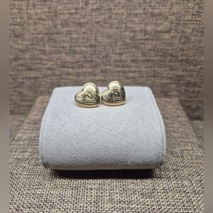 Vintage Gold Tone Heart Earrings